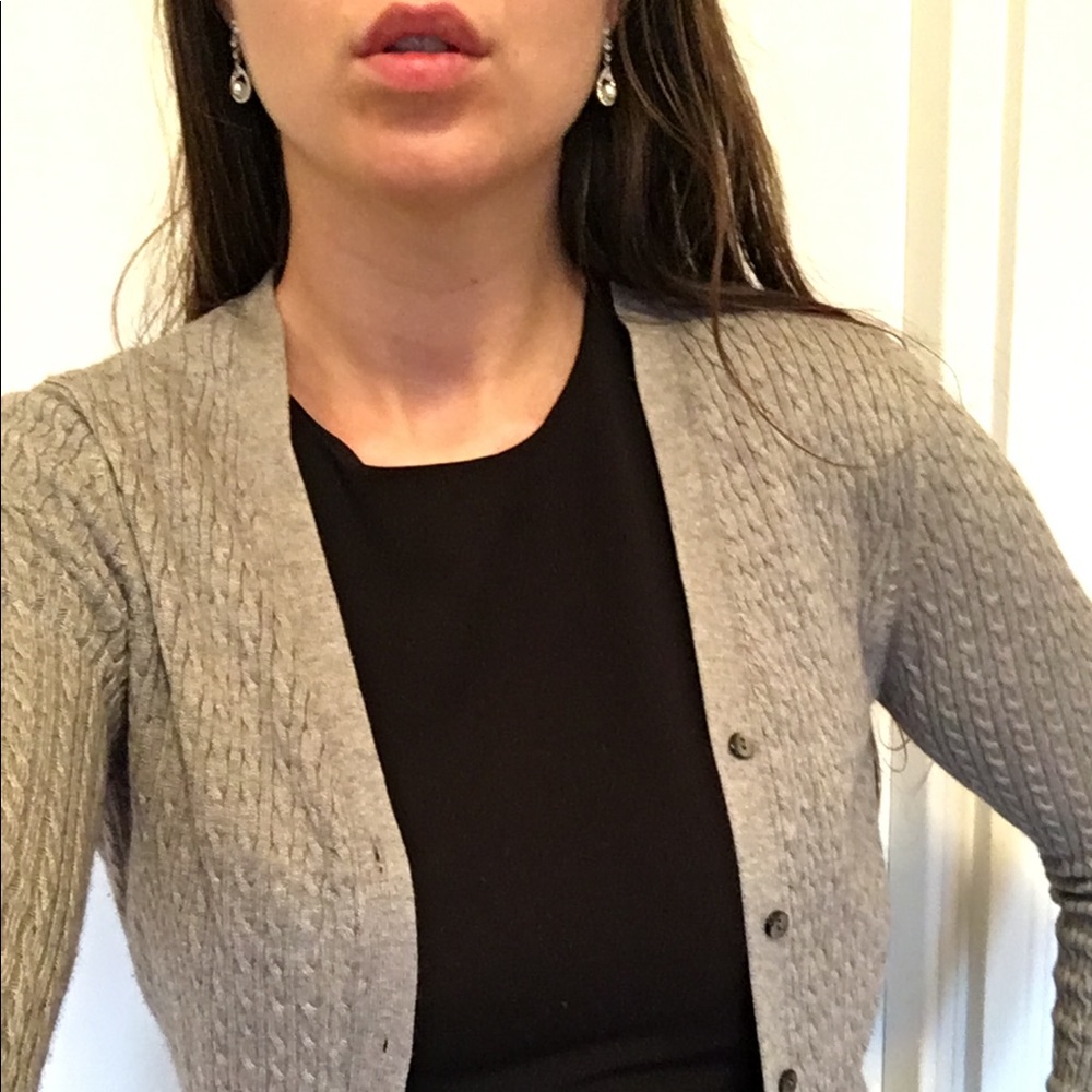 SOLD Brooks Brothers gray silk cardigan sweater M